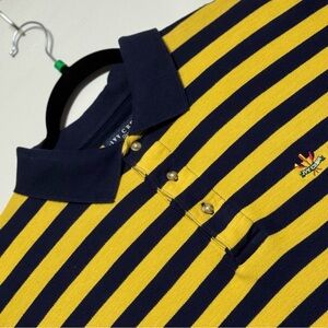 Ivy Crew Rugby Shirt Men's XL Black‎ Yellow Stripes Heavy Wt  Preppy Excellent